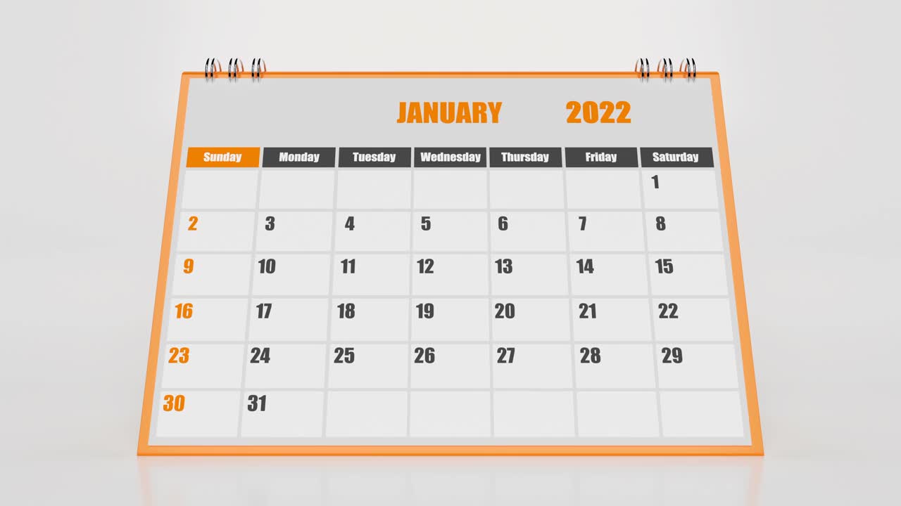 飞行页日历2022与橙色的白色背景视频下载