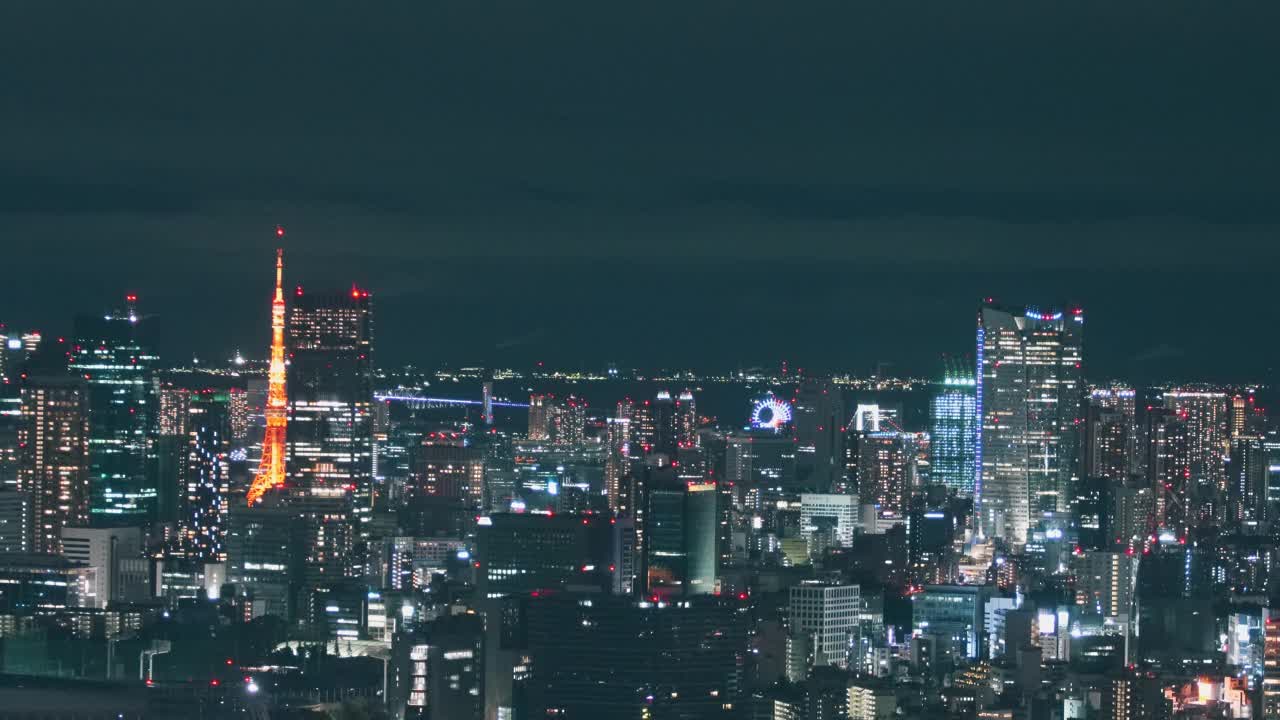 日本东京市中心夜间航拍照片视频下载