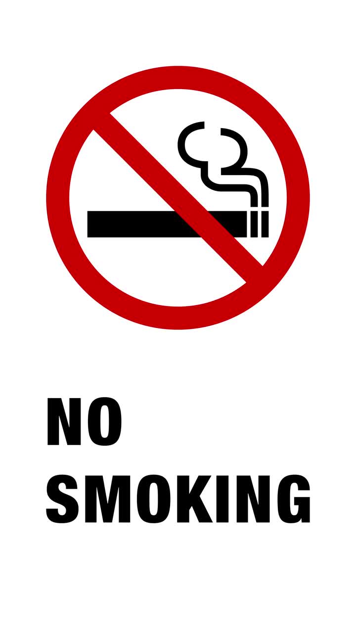 禁止吸烟标志图标及“禁止吸烟”字样动画(垂直)视频下载