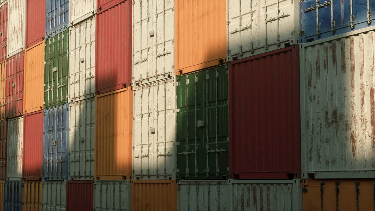 物流行业集装箱排货概念背景。工作供应链港。全球零售运输。现代运输发送。仓库配送生产装载大箱视频素材