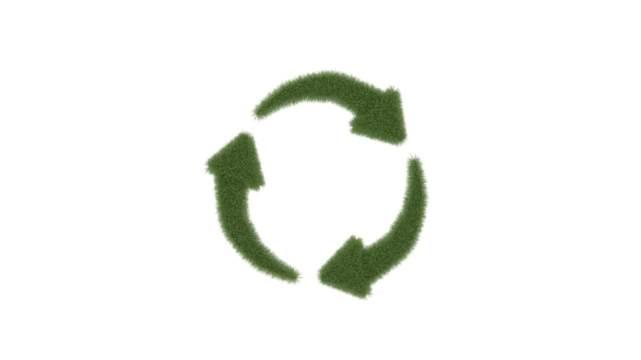 循环循环草符号，3d动画在白色背景隔离视频下载