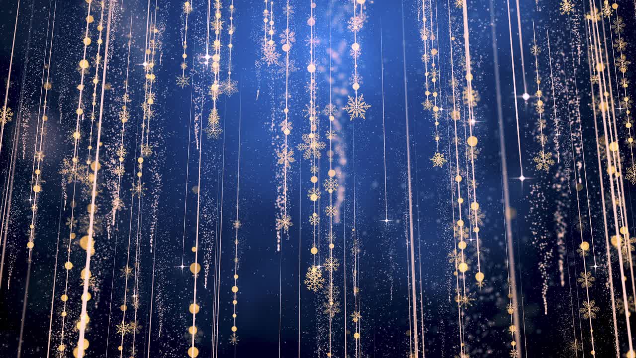 圣诞节背景与雪花粒子光上的蓝色视频素材