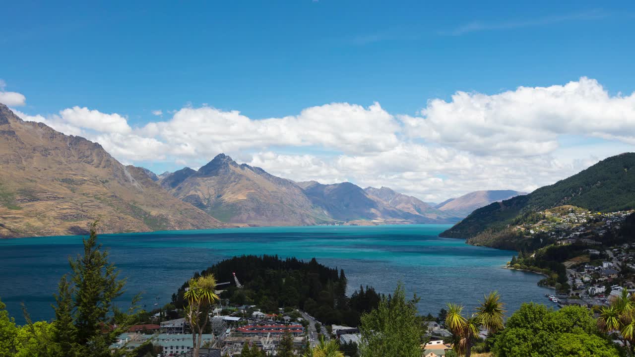 阳光时间流逝Wakatipu湖皇后镇新西兰视频下载