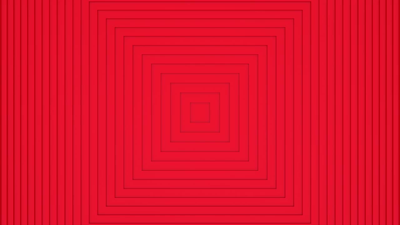 正方形螺旋扭曲形状，红色旋转矩形，动画循环几何背景。3d动态图形，4k动态壁纸视频下载