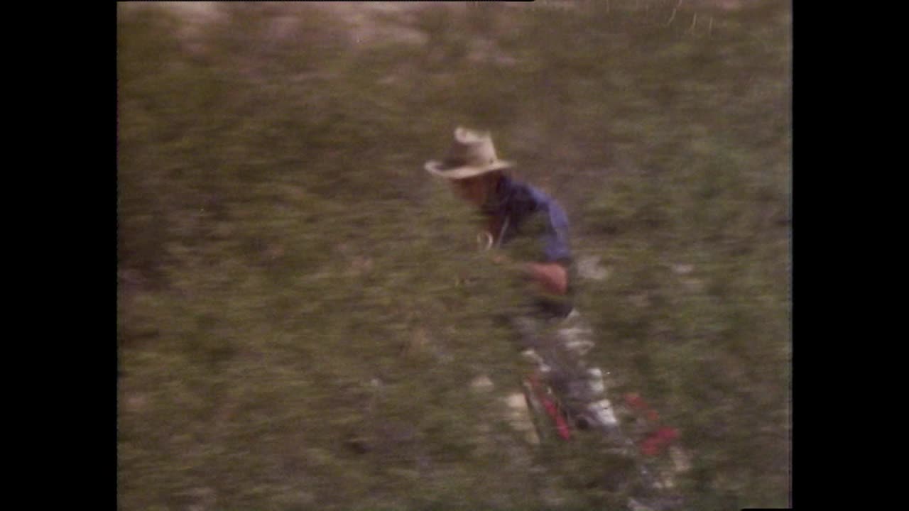 牛仔骑在德州沙漠的鹿皮马上疾驰;1979视频素材