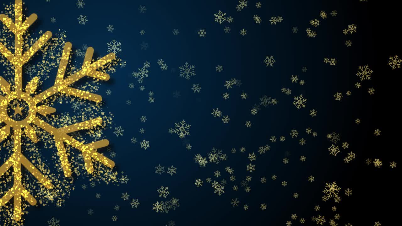 圣诞快乐，新年快乐循环背景与闪亮的金色雪花。视频素材