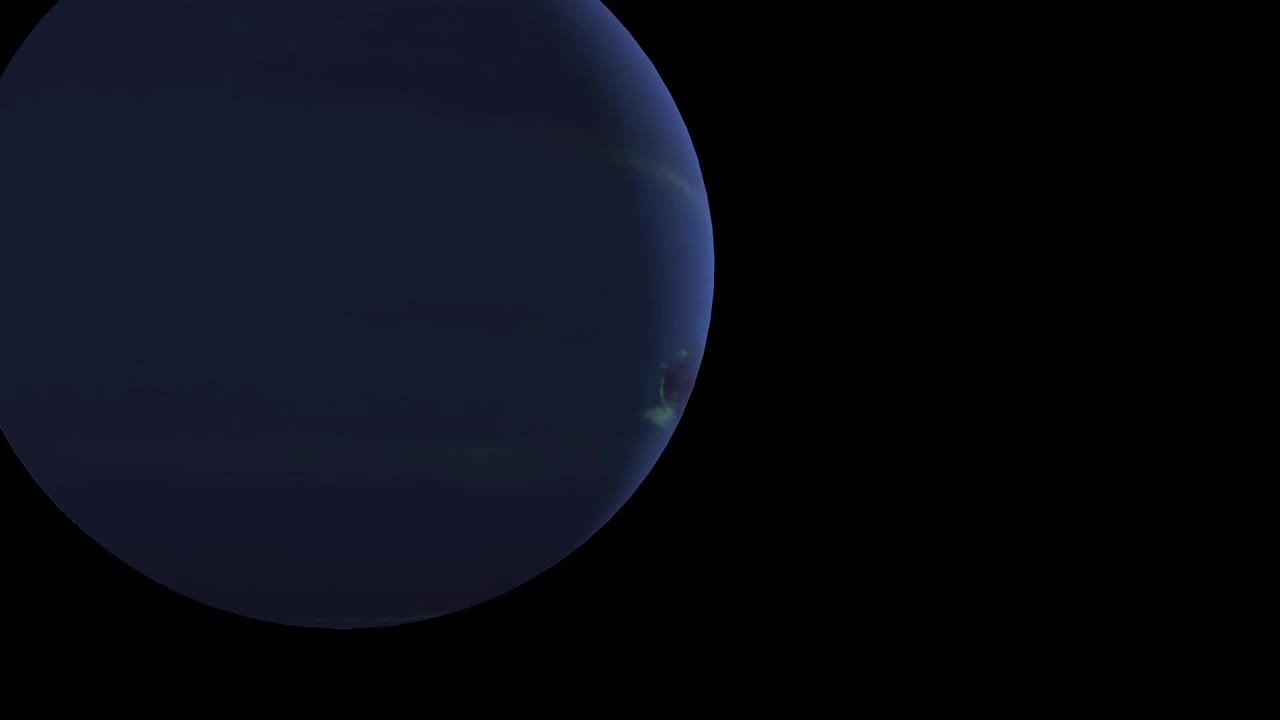 海王星在黑色背景上旋转。海王星，海王星行星-气体行星海王星在空间背景3D渲染动画，海王星的轨道动画视频素材