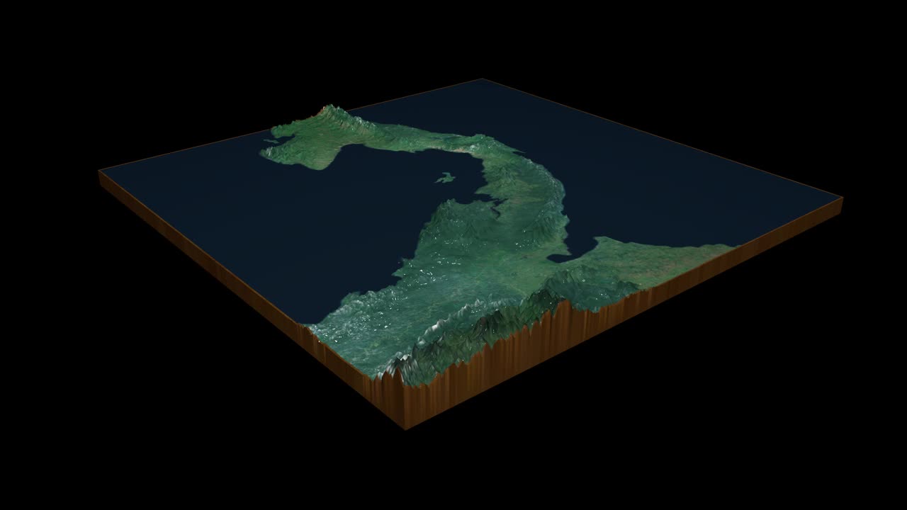 巴拿马地形地图3D渲染360度循环动画视频下载