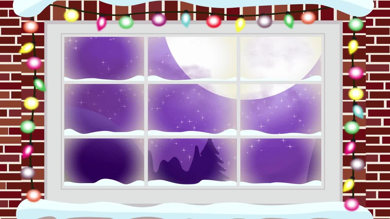 动画冬季风景与圣诞老人视频下载