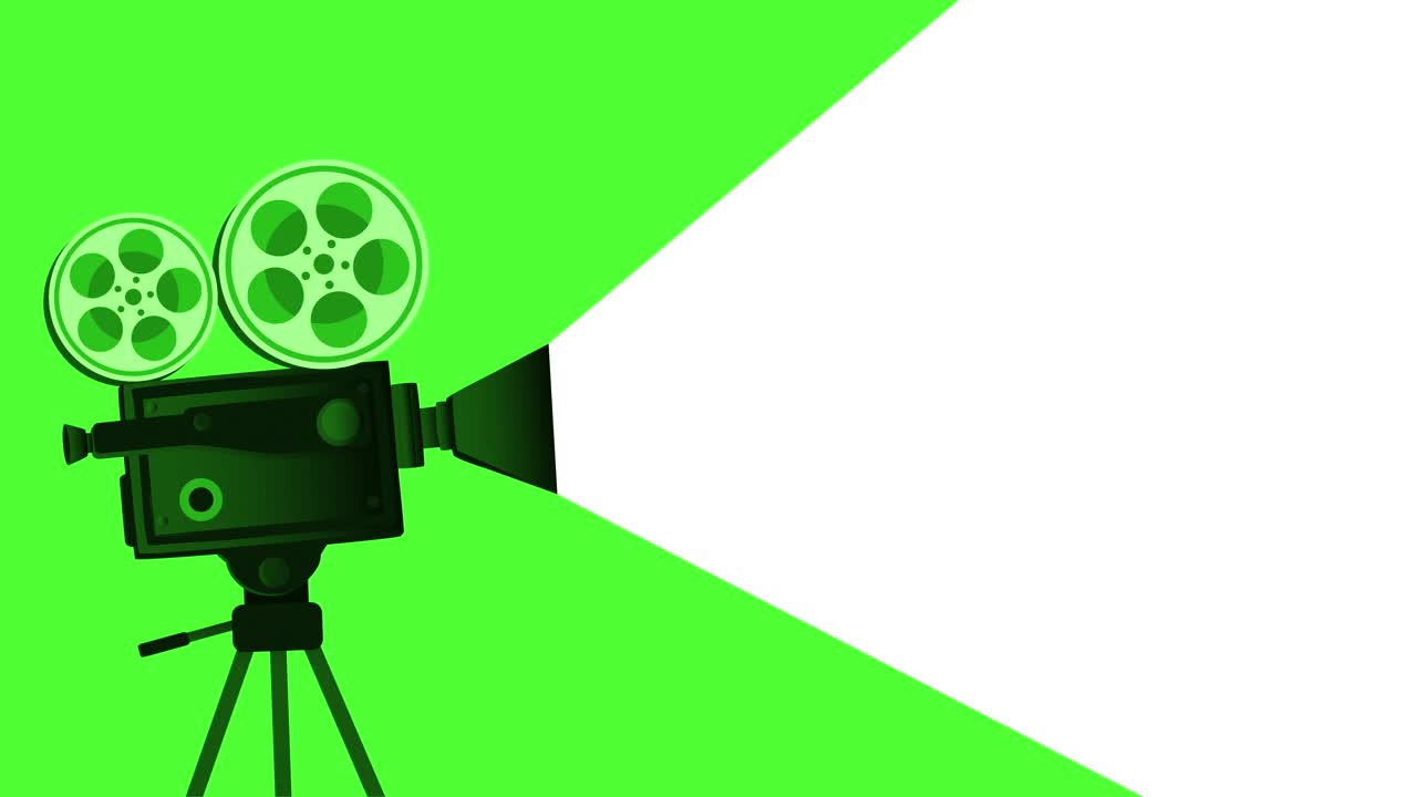 复古绿色电影摄像机和电影杂志动画背景素材视频- 35mm电影摄像机动画视频下载
