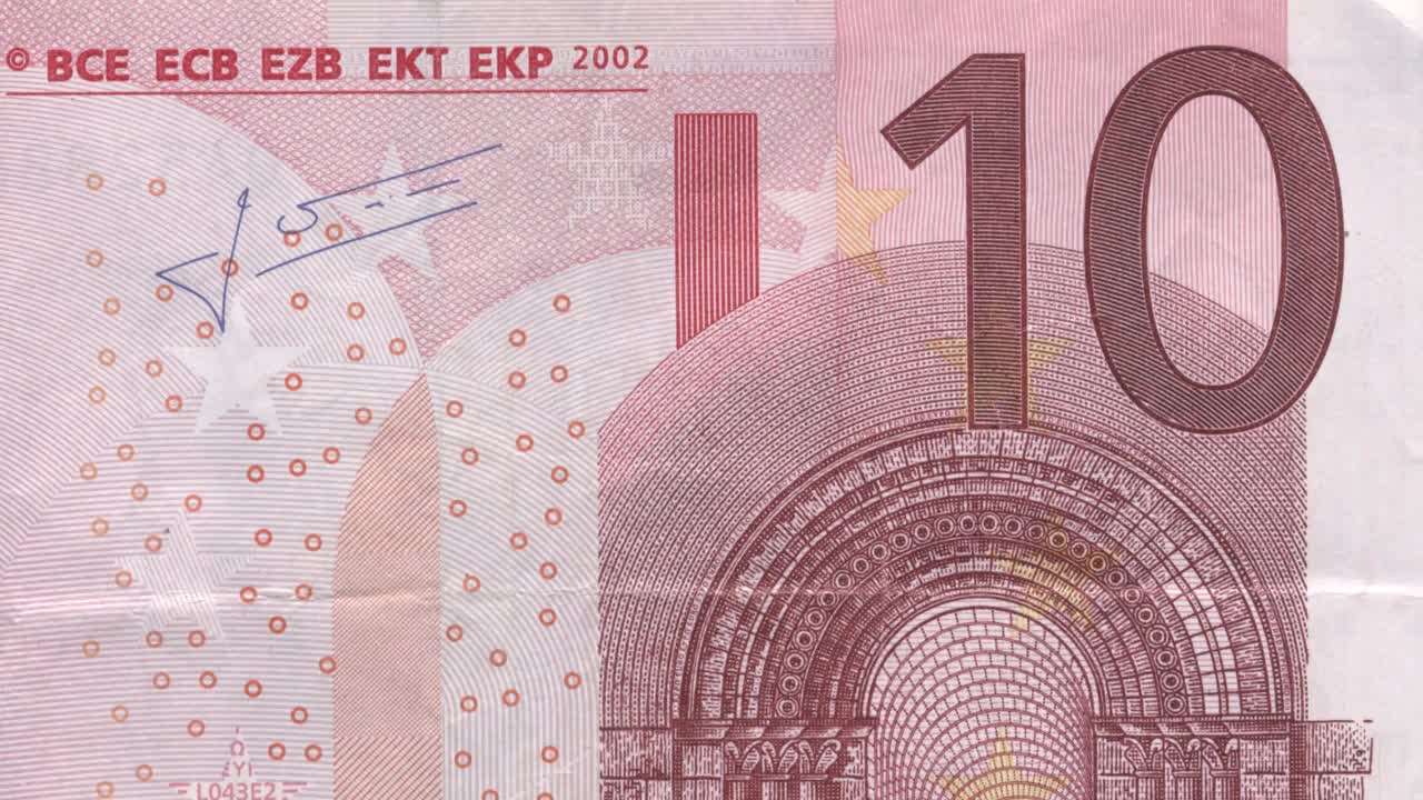 各种欧元钞票闪烁的细节视频下载