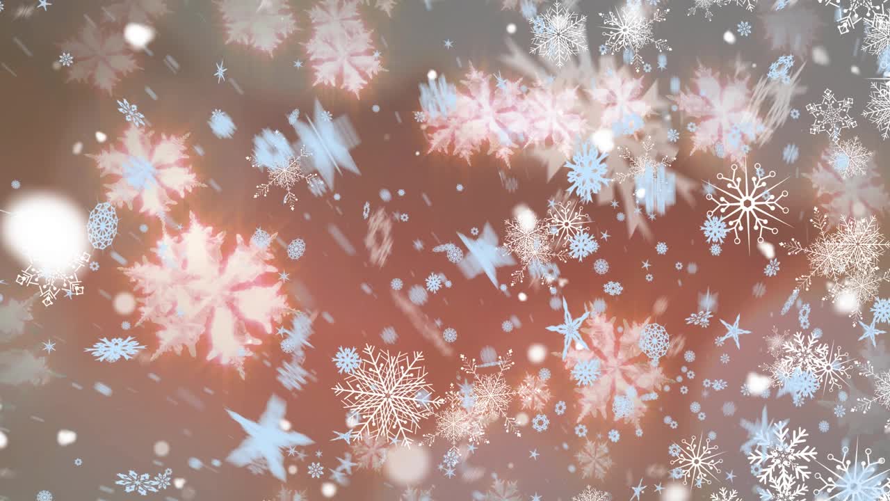 数字动画的多个雪花图标落在灰色的背景视频素材