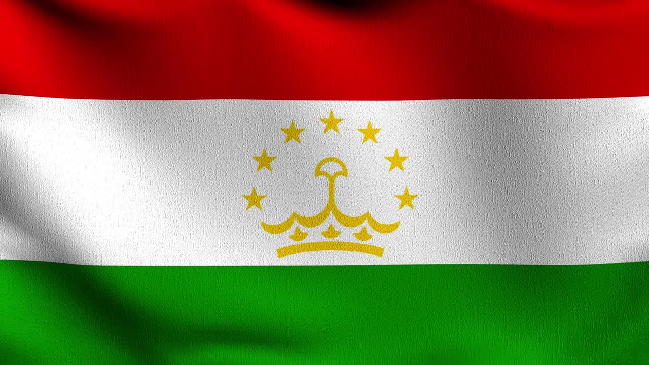 塔吉克斯坦国旗在风中飘扬。波形标志的三维渲染图视频素材