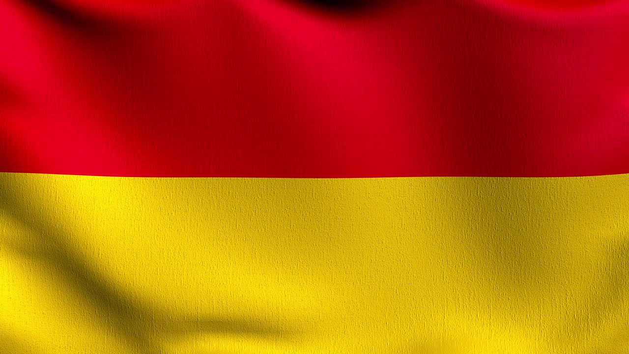 巴登大公国的旗帜在风中飘扬。波形标志的三维渲染图视频素材