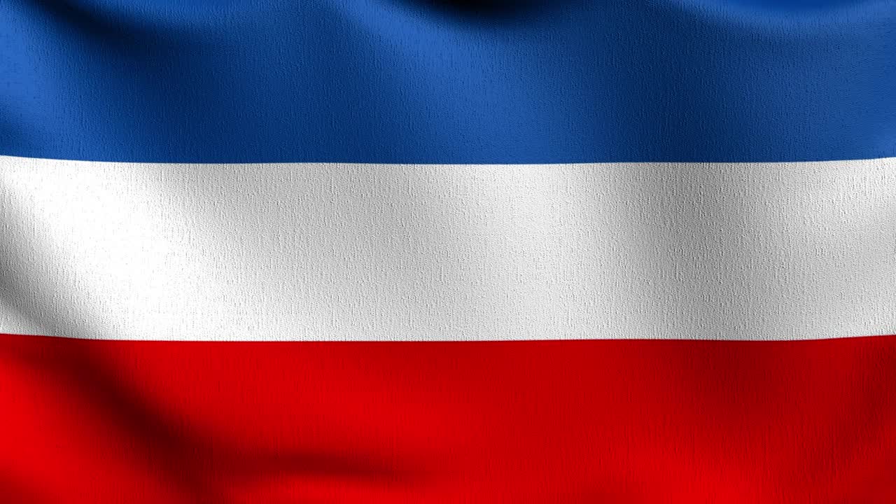 斯拉夫旗帜在风中飘扬。波形标志的三维渲染图视频素材