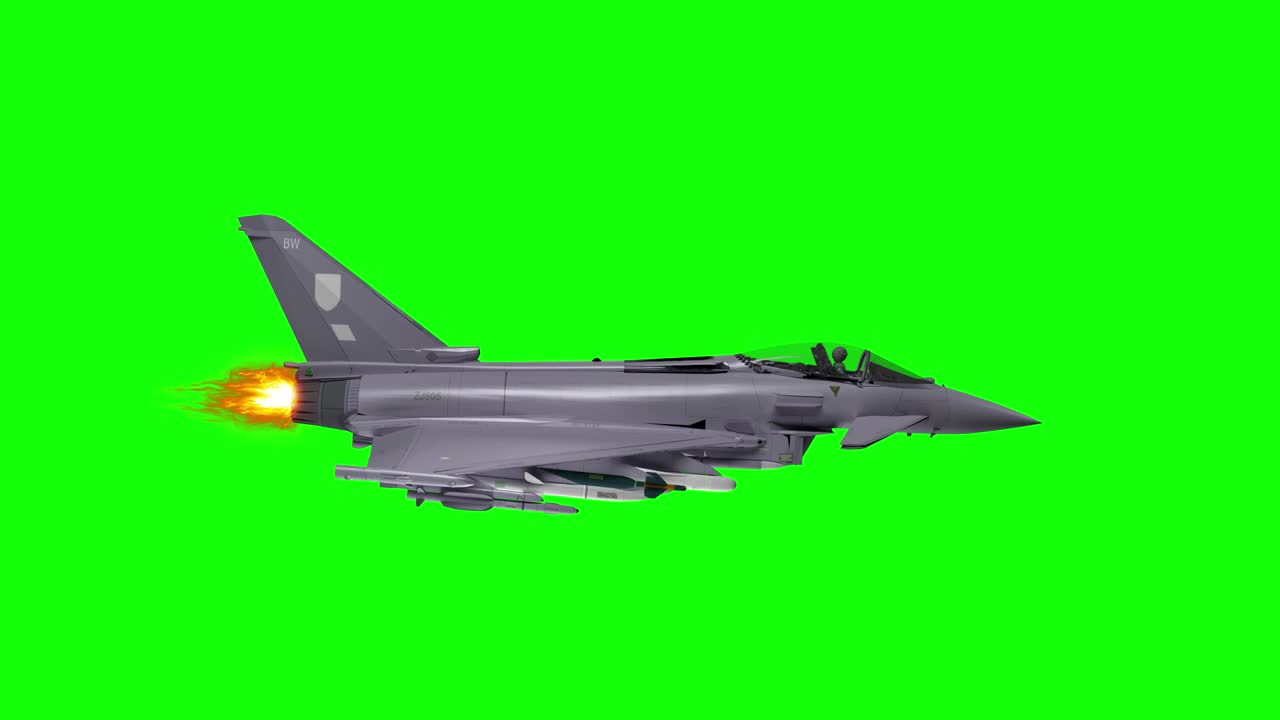 喷气式战斗机在飞行在绿屏股票视频循环视频素材