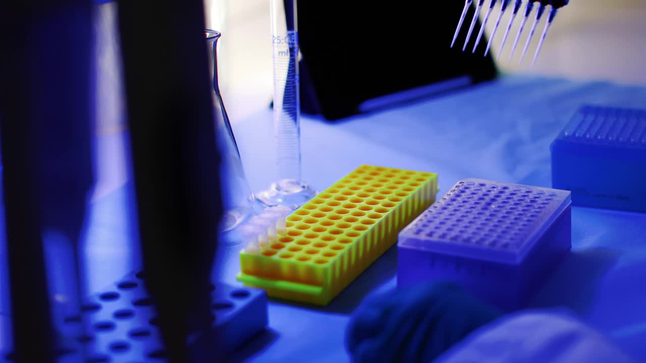 DNA遗传实验室工作人员:病毒检测测试视频素材