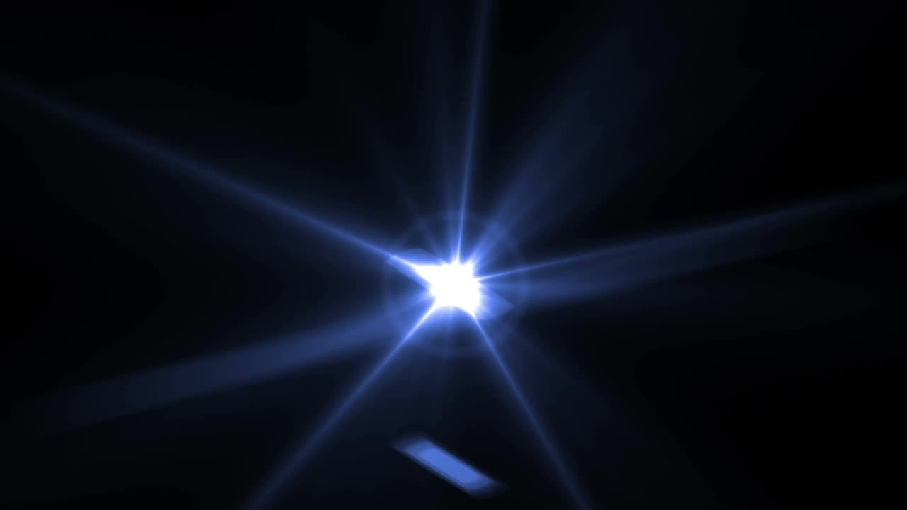蓝色星星和光的轨迹的动画水平文本视频素材