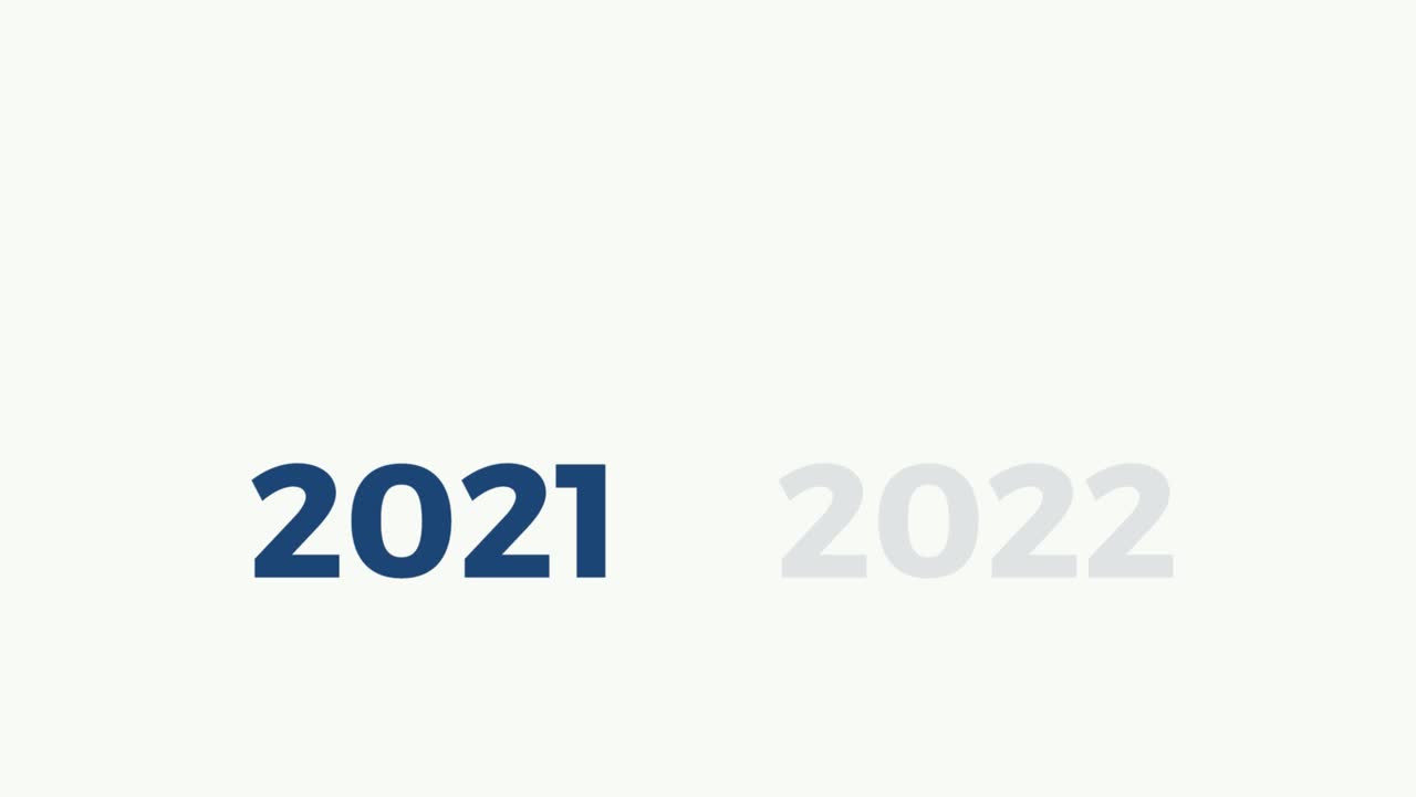 更改日期从2021年到2022年的白色背景与箭头。动画插图的新年视频素材