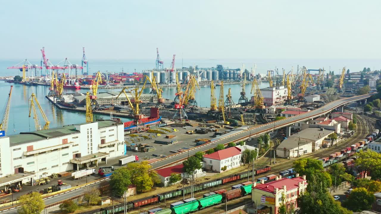 乌克兰敖德萨港鸟瞰图视频下载