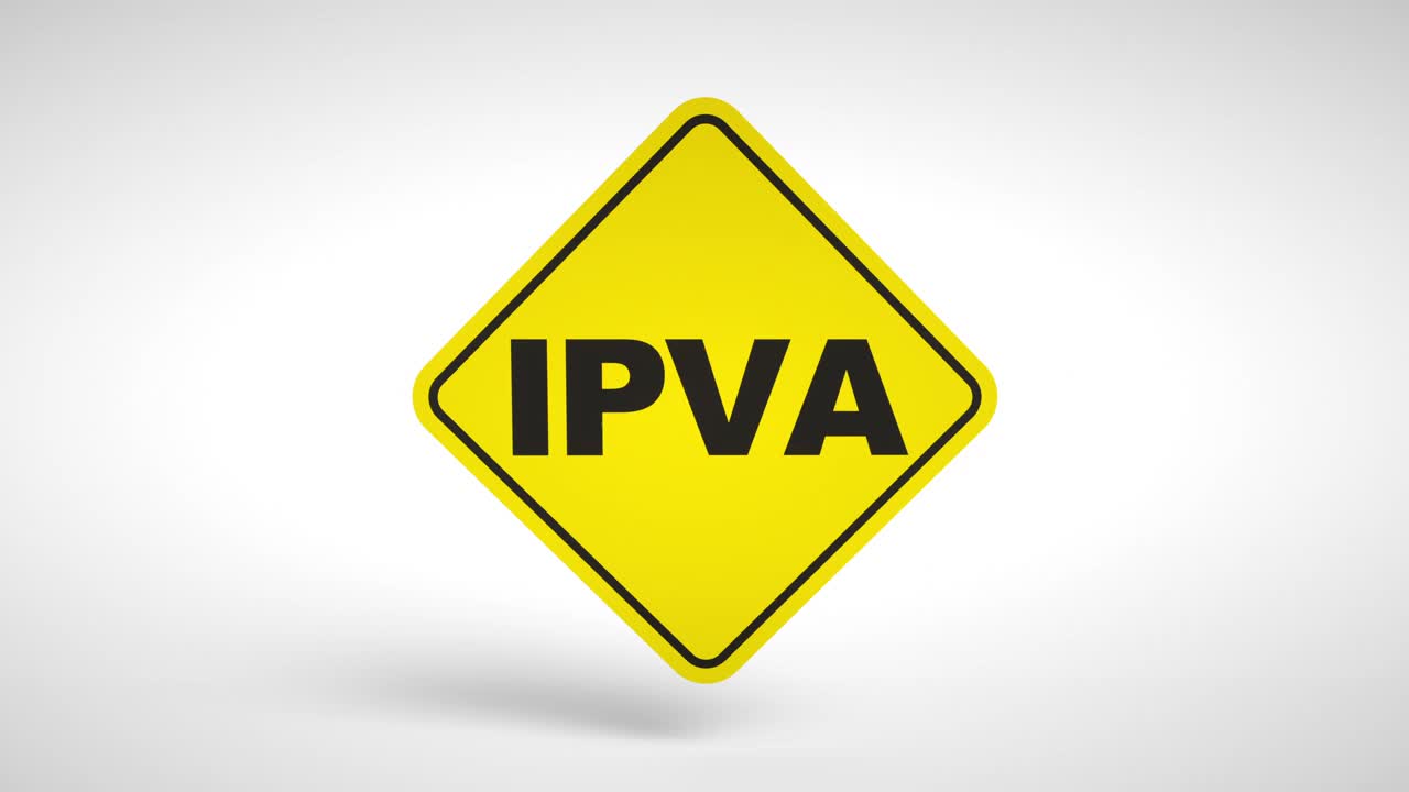 巴西司机的年度税收。概念标志“IPVA”写在白色背景的交通标志内。视频下载