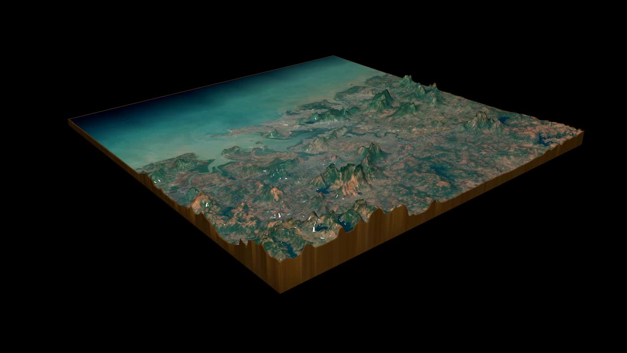 孟买地形地图3D渲染360度循环动画视频下载