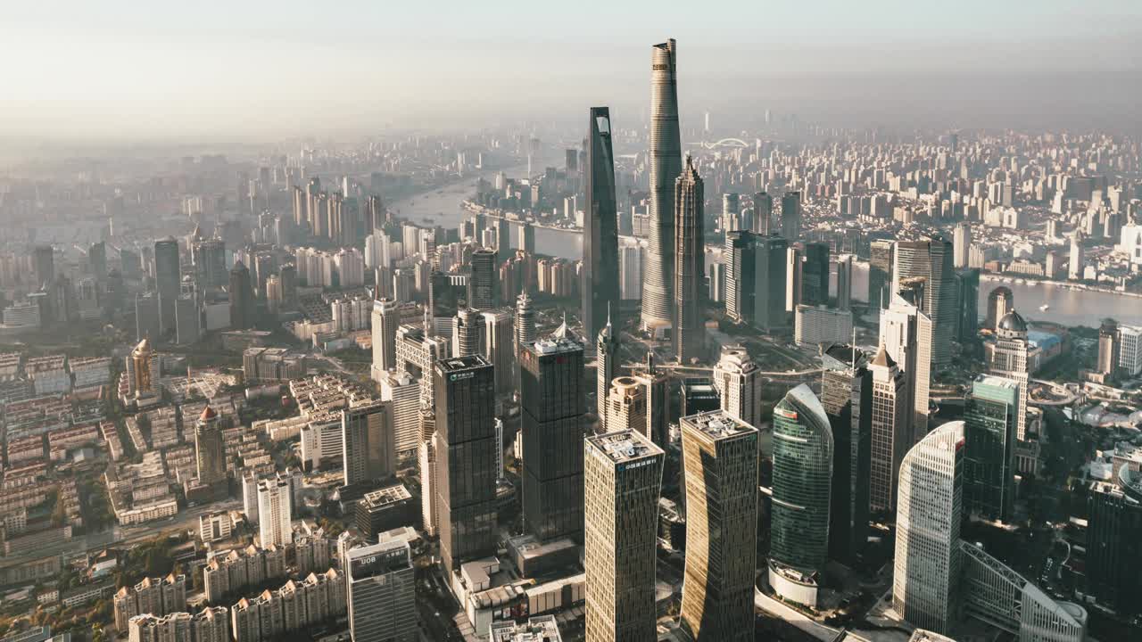 上海天际线的Hyper Lapse和鸟瞰图视频下载
