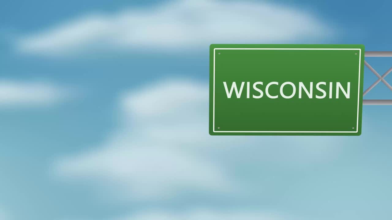 威斯康辛城市道路标志在多云的天空-斯托克视频视频素材