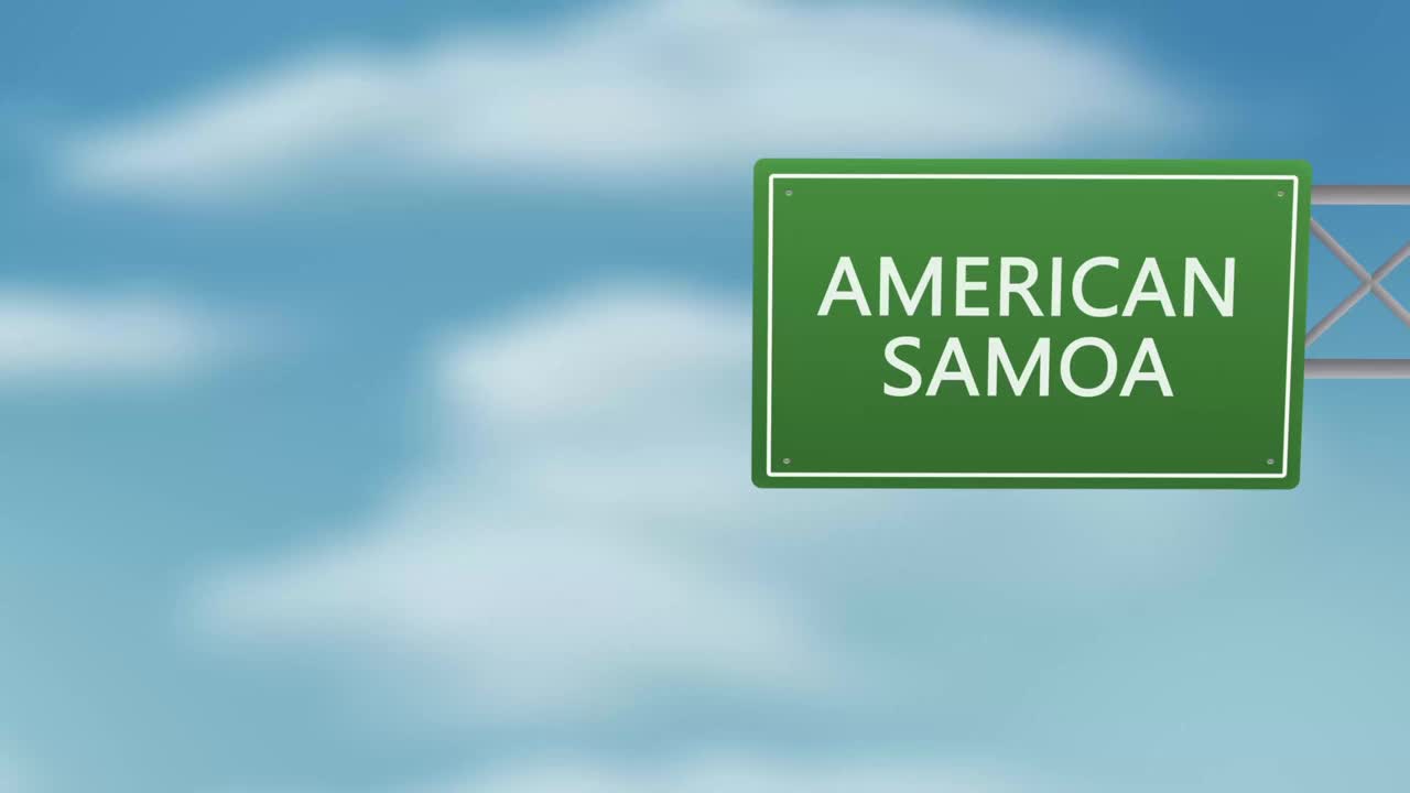 美属萨摩亚城市道路标志在多云的天空-斯托克视频视频素材