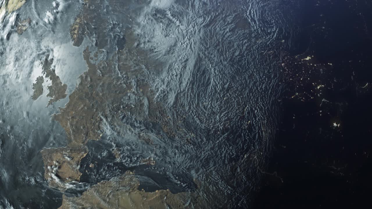 流星掠过欧洲上空的大气层，外太空的景象视频素材