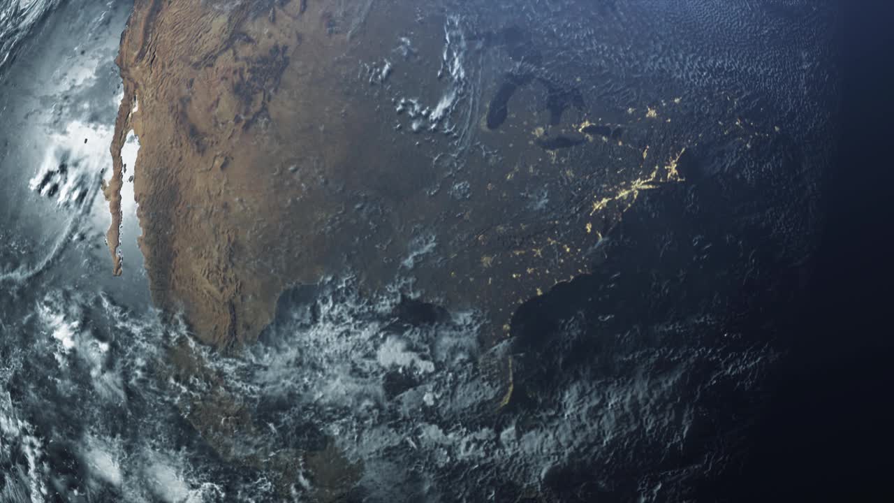 流星掠过北美上空的大气层，外太空的景象视频素材