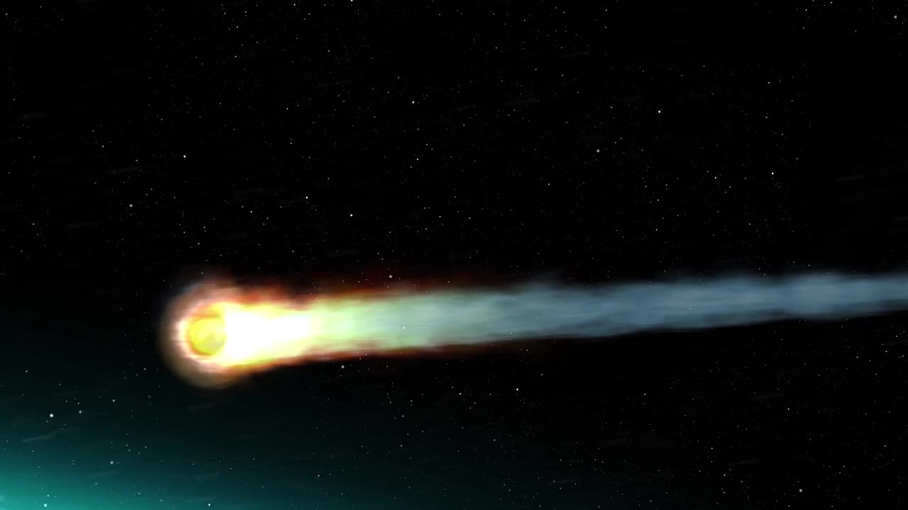 小行星流星在大气层中燃烧地球，逼真的视觉视频素材