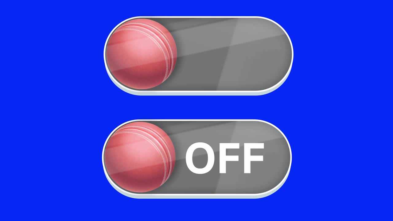 4K打开和关闭开关动画与板球符号在蓝色背景视频素材
