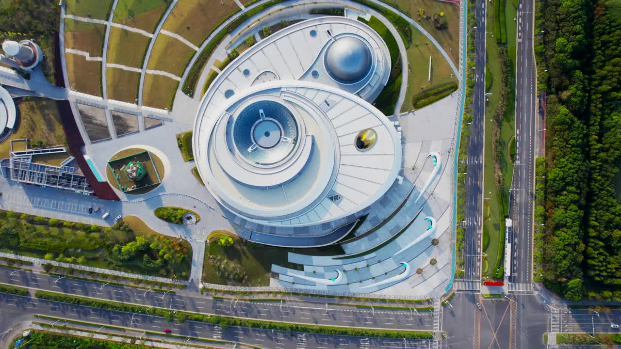 上海浦东天文博物馆鸟瞰图视频素材