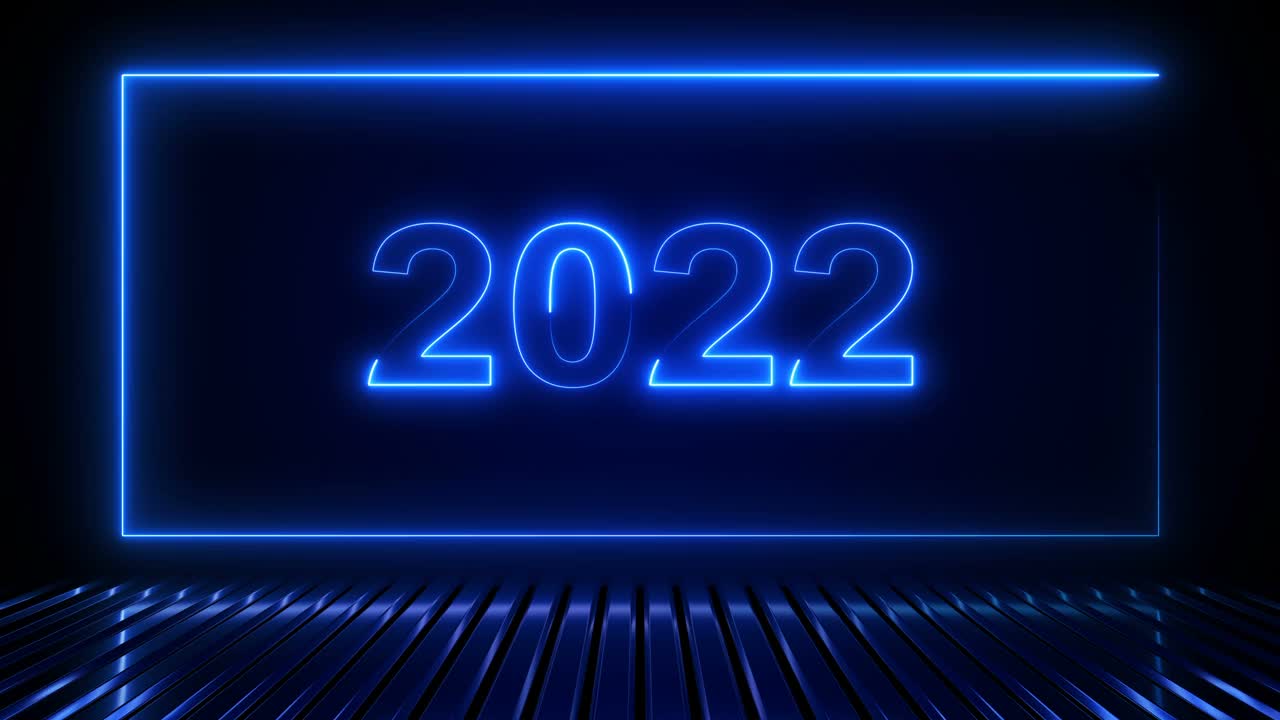 2022年霓虹发光矩形框架。场景背景循环视频下载