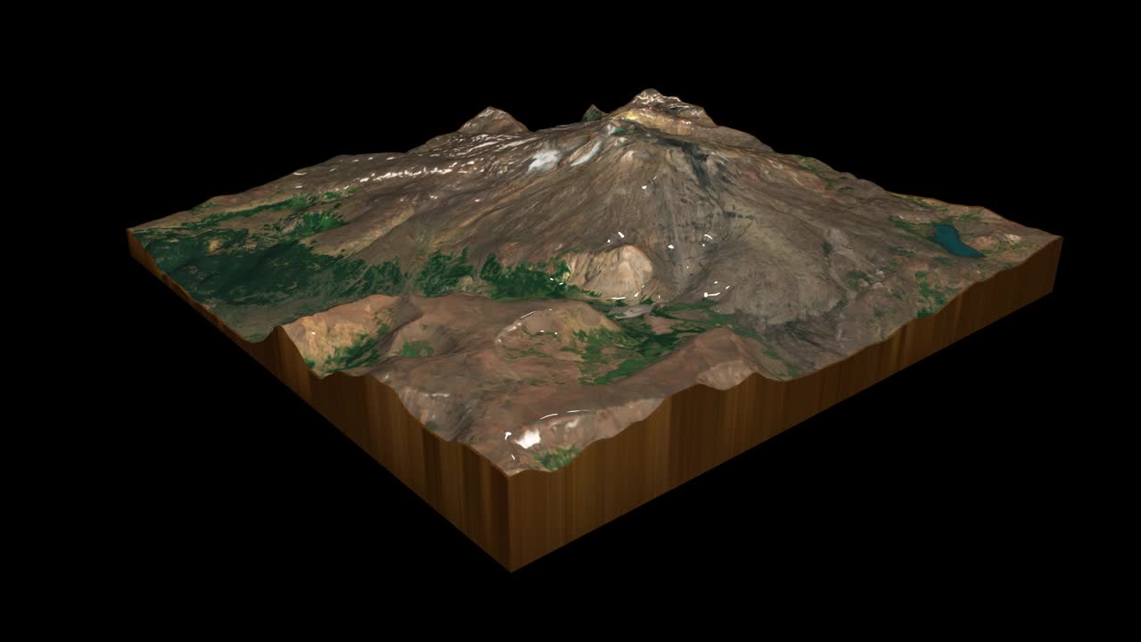 科帕休火山地形地图3D渲染360度循环动画视频下载