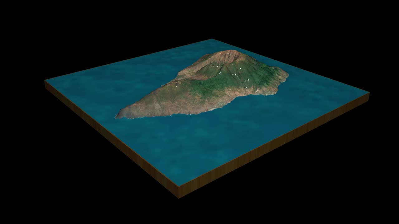 拉帕尔马火山地形地图3D渲染360度循环动画视频下载