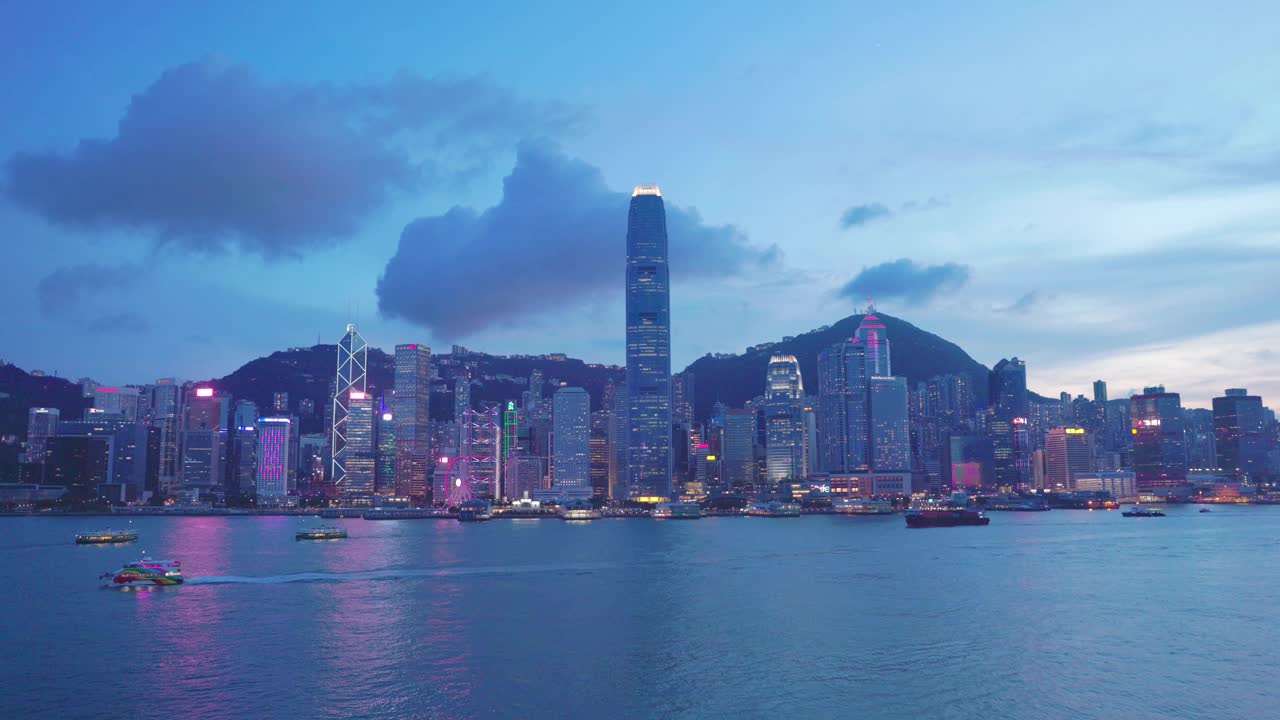 香港维多利亚港，著名的旅游景点。远东大都市商务区视频素材