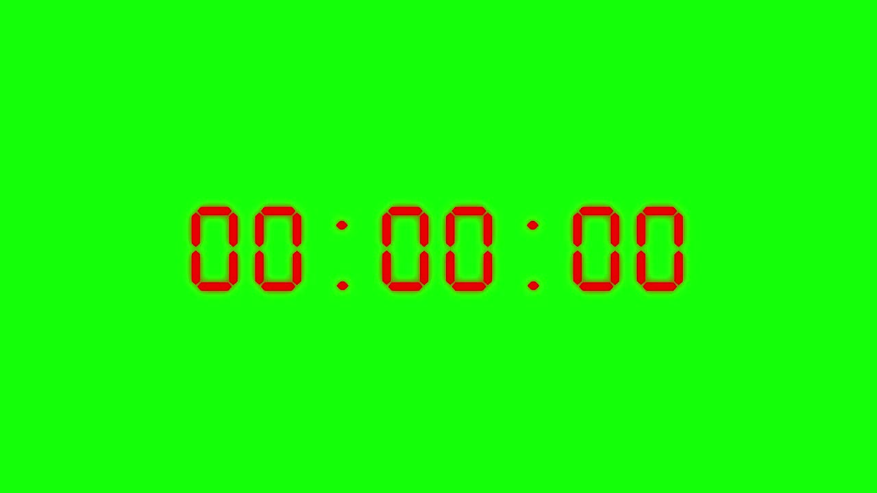 数字红色闹钟计时或手表计时动画-动画秒表倒数0分钟到5分钟快速运动覆盖Alpha层和绿色屏幕的色彩键控背景视频视频素材