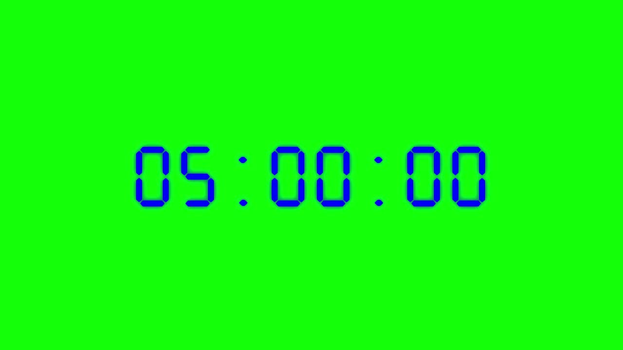 数字闹钟计时器或手表天文钟动画-动画秒表倒计时5分钟到0分钟快速运动叠加阿尔法分层和绿色屏幕的颜色键控背景视频视频下载