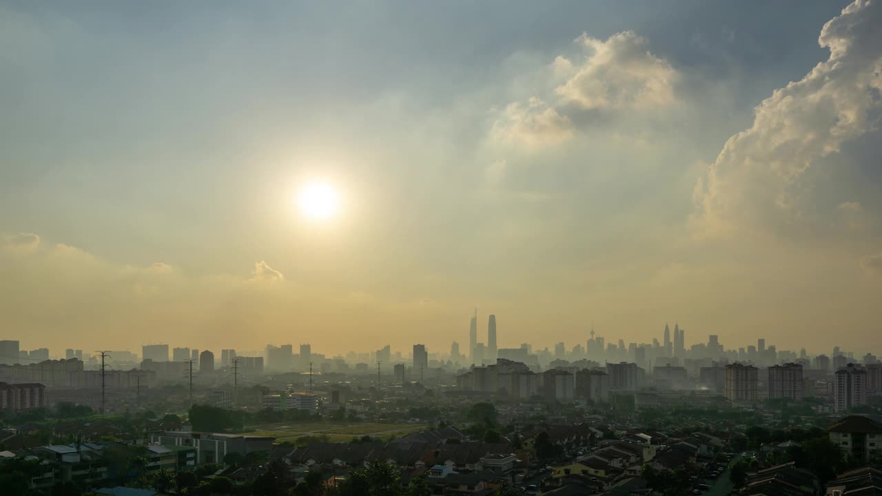 4K时间流逝宏伟的日落在吉隆坡市中心，马来西亚。视频下载