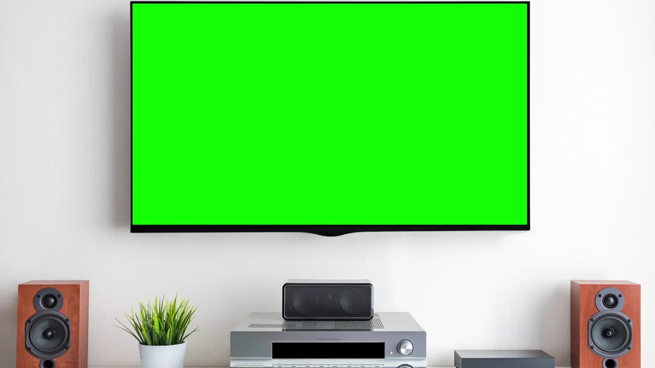 绿色屏幕的现代平板电视视频下载