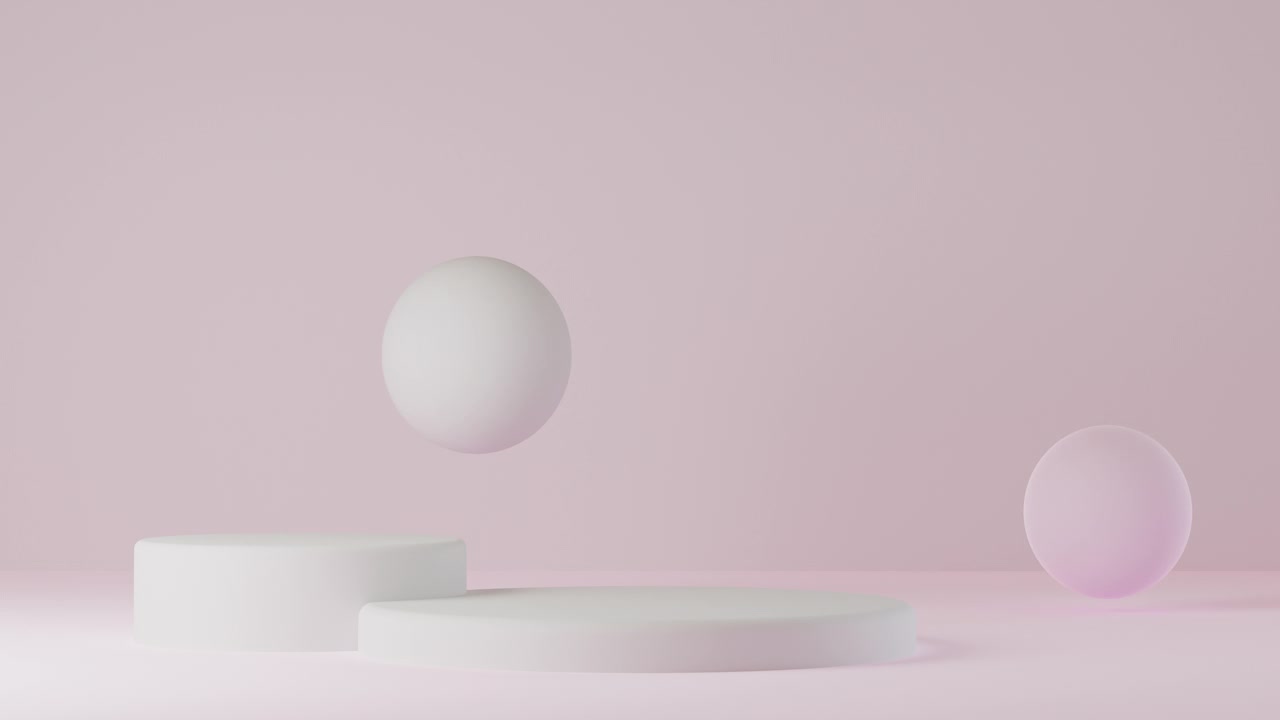 粉色3D动画为产品抽象背景移动循环。讲台上的产品演示模型。视频下载