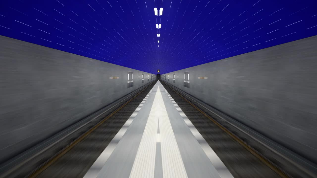 现代高速镜列车在运动与光隧道超缩视频下载