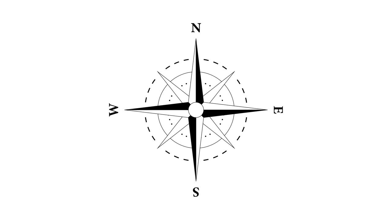 白色背景上的旋转指南针。矢量的概念改变了运动的方向。视频下载