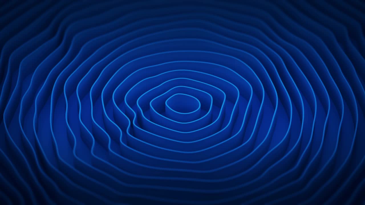 蓝色波纹环3D渲染无缝循环动画视频下载