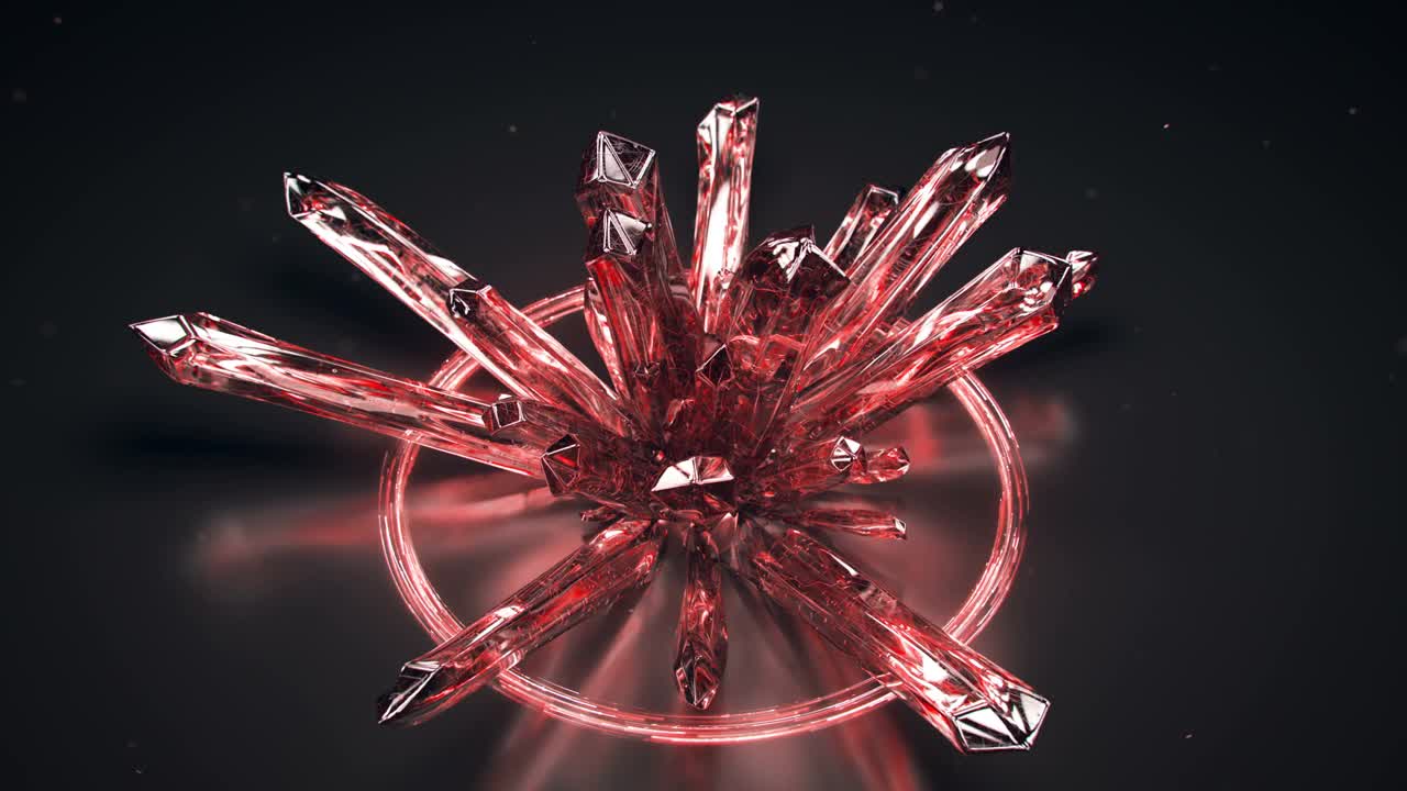 德鲁斯的原始红色晶体3D渲染无缝循环动画视频下载