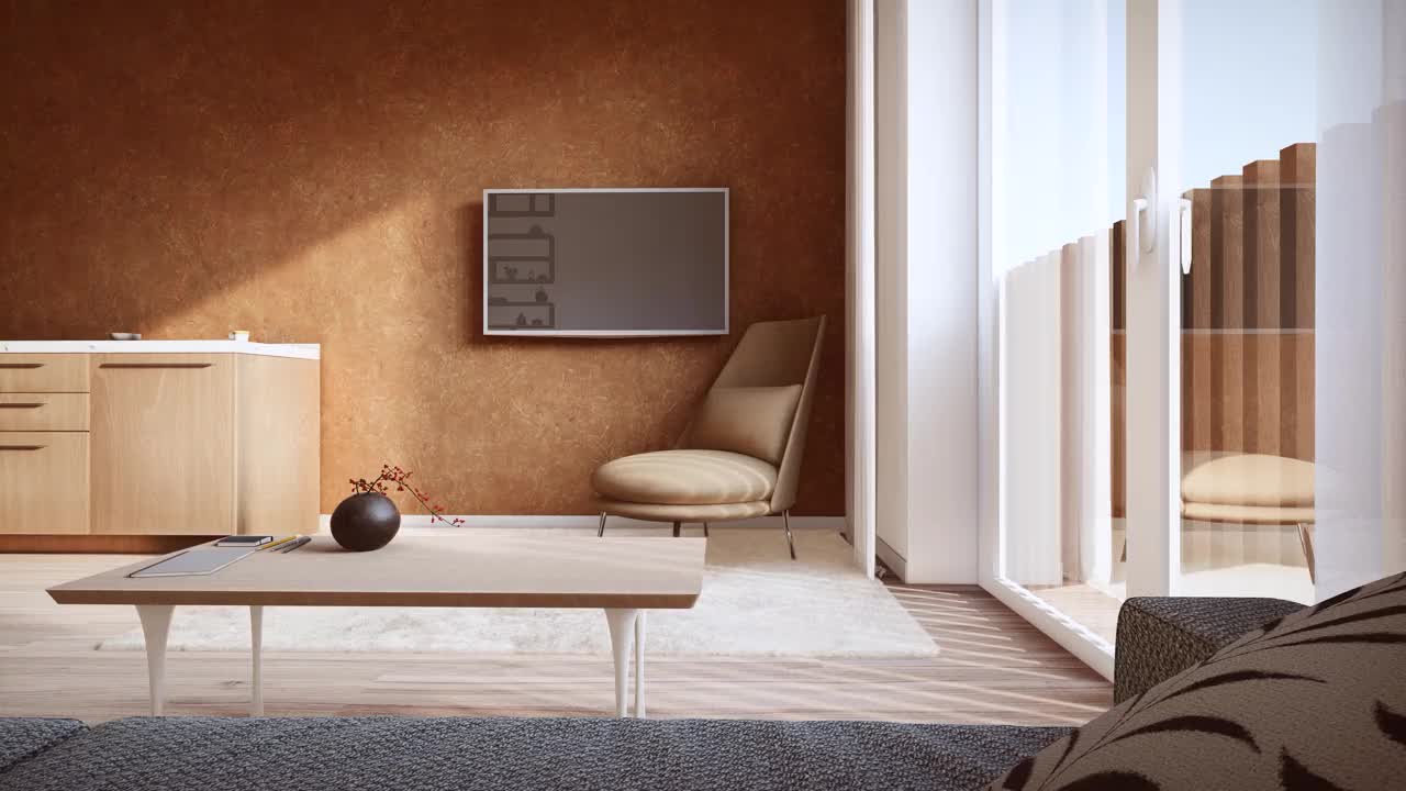 现代客厅三维渲染动画视频素材