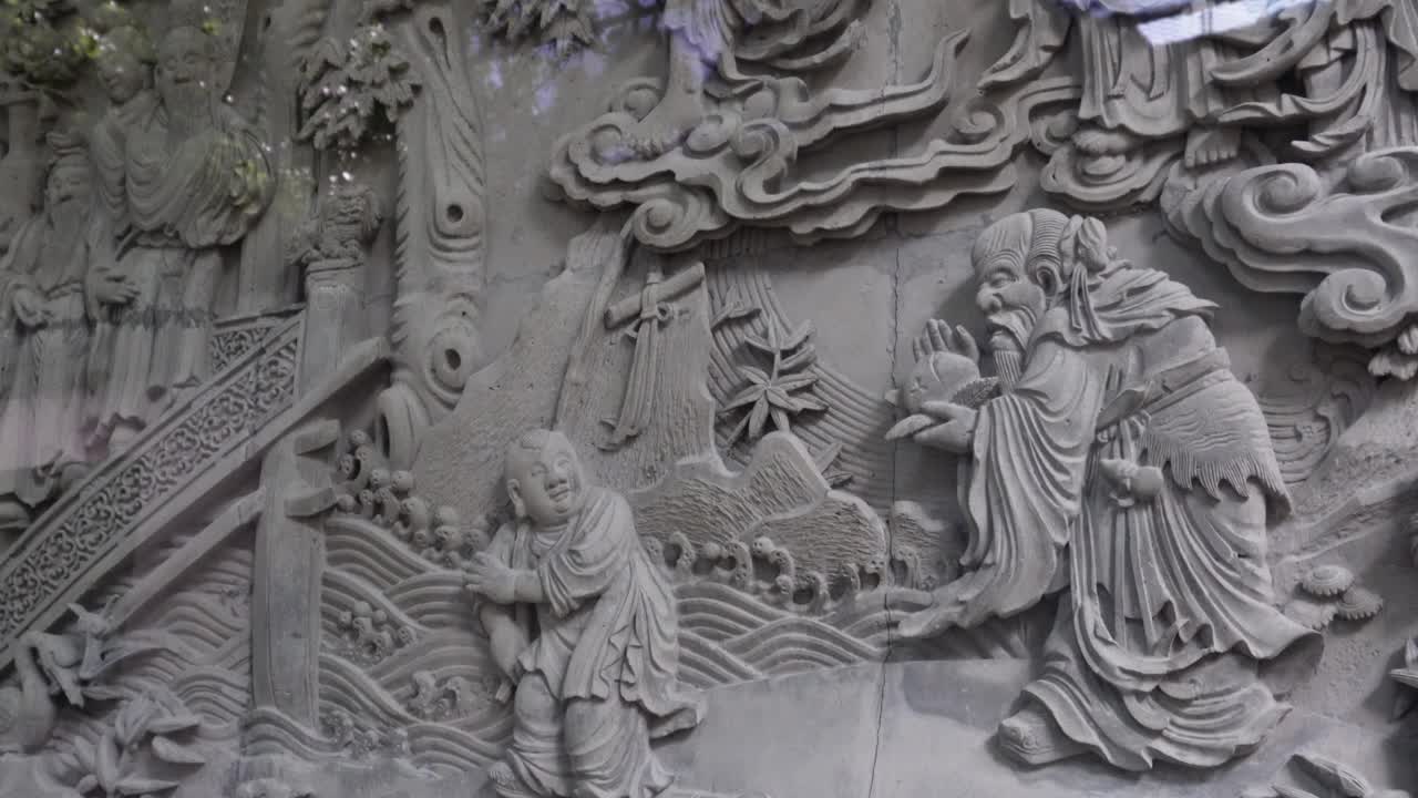 中式仿古雕塑视频下载