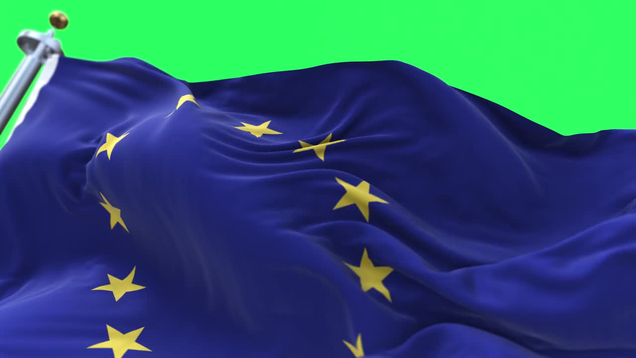 欧盟旗帜在风中飘扬的细节视频素材